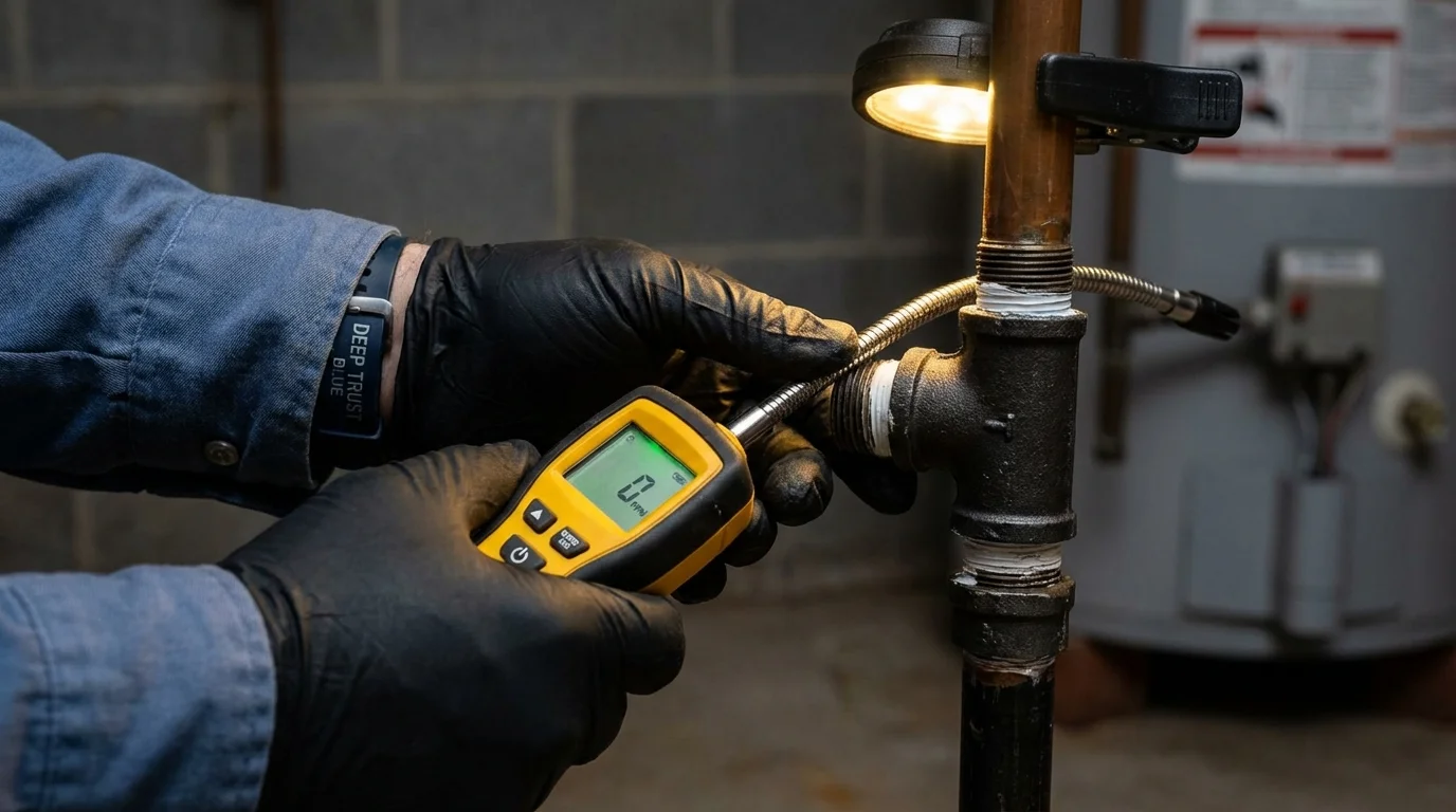 Gas leak detection with electronic sniffer by Johns Plumbing LLC in Rialto