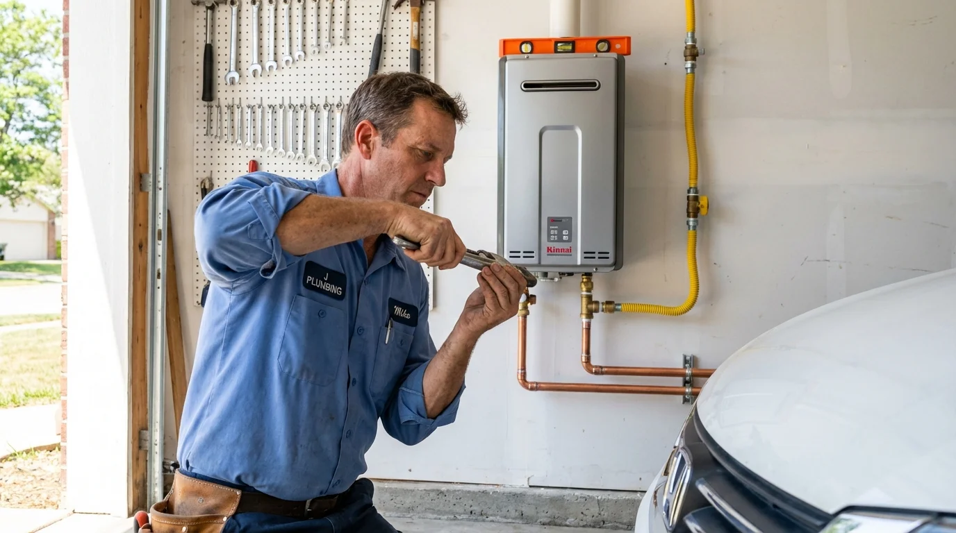Tankless water heater installation by a Johns Plumbing LLC plumber in Rialto